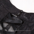 Belle Poque Retro Vintage Cap Sleeve Vestido de encapuzado de pescoço transparente de pescoço preto BP000380-1